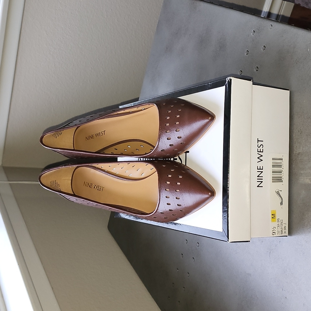 Nine West Kaydence Dark Brown Leather Dress Pump, 9.5
